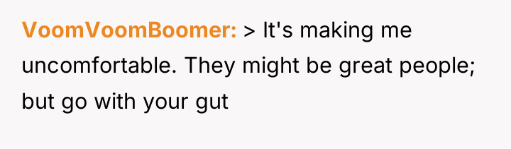 VoomVoomBoomer > It's making me uncomfortable. They might be great...