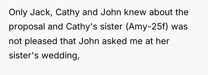 Only Jack, Cathy and John knew about the proposal and...