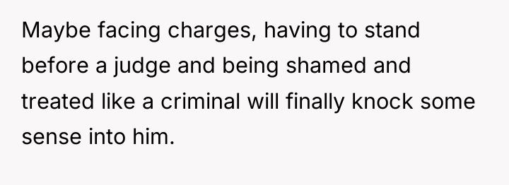 Maybe facing charges, having to stand before a judge and...