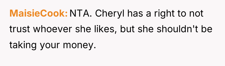 MaisieCook NTA. Cheryl has a right to not trust whoever...