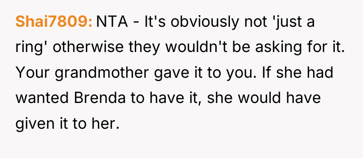 Shai7809 NTA - It's obviously not 'just a ring' otherwise...
