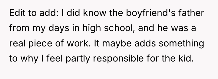 Edit to add: I did know the boyfriend's father from...