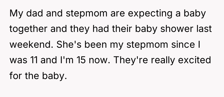 My dad and stepmom are expecting a baby together and...