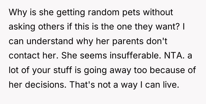 Why is she getting random pets without asking others if...