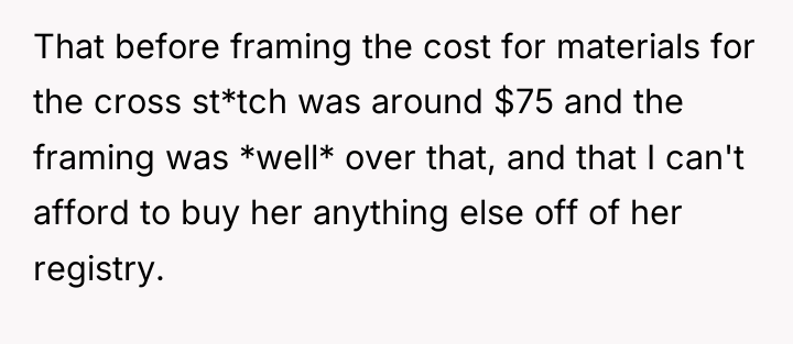 That before framing the cost for materials for the cross...