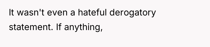 It wasn't even a hateful derogatory statement. If anything,