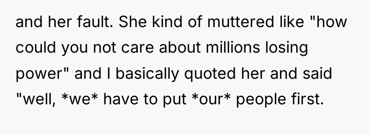 and her fault. She kind of muttered like "how could...