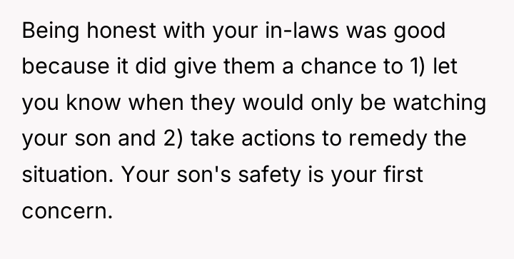 Being honest with your in-laws was good because it did...