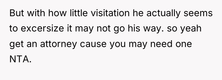 But with how little visitation he actually seems to excersize...
