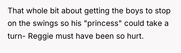 That whole bit about getting the boys to stop on...