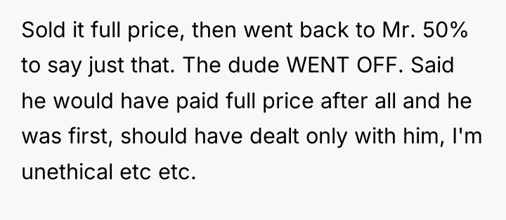 Sold it full price, then went back to Mr. 50%...