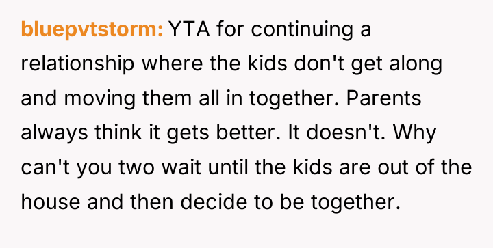 bluepvtstorm YTA for continuing a relationship where the kids don't...