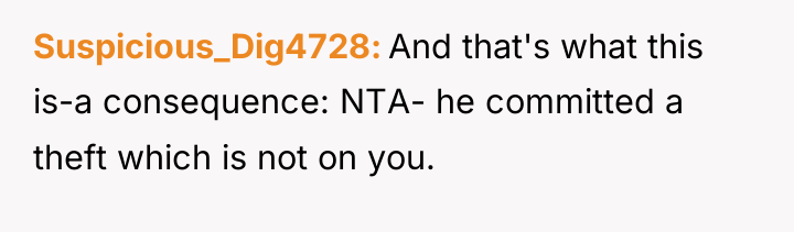 Suspicious_Dig4728 And that's what this is-a consequence: NTA- he committed...