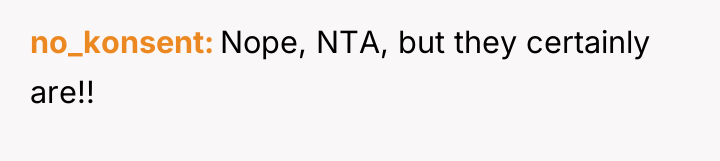 no_konsent Nope, NTA, but they certainly are!!