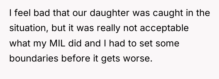 I feel bad that our daughter was caught in the...