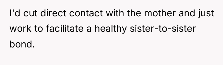 I'd cut direct contact with the mother and just work...