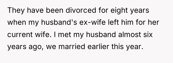 They have been divorced for eight years when my husband's...