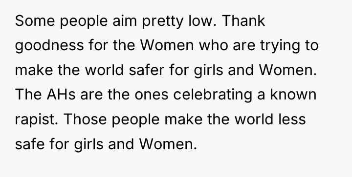 Some people aim pretty low. Thank goodness for the Women...