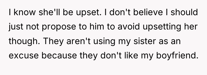 I know she'll be upset. I don't believe I should...