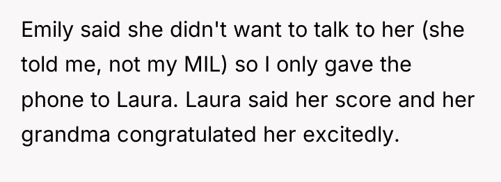 Emily said she didn't want to talk to her (she...