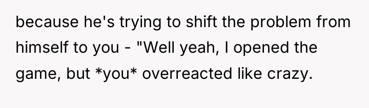 because he's trying to shift the problem from himself to...