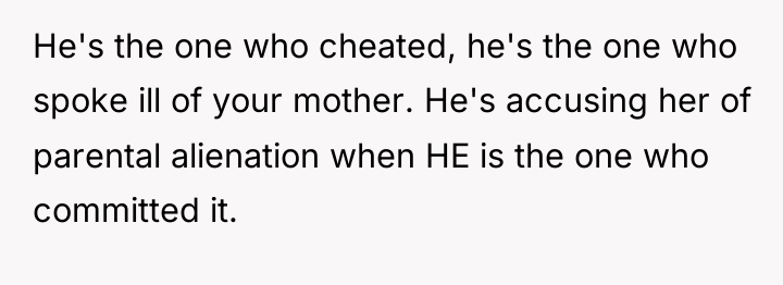 He's the one who cheated, he's the one who spoke...