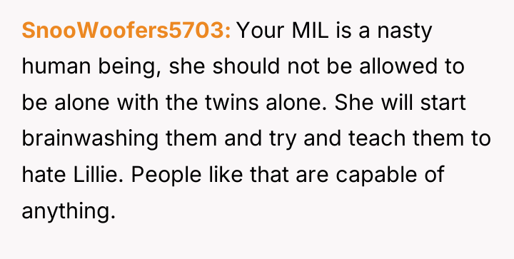 SnooWoofers5703 Your MIL is a nasty human being, she should...