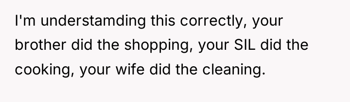 I'm understamding this correctly, your brother did the shopping, your...
