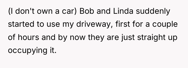 (I don't own a car) Bob and Linda suddenly started...