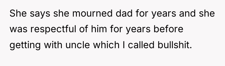 She says she mourned dad for years and she was...