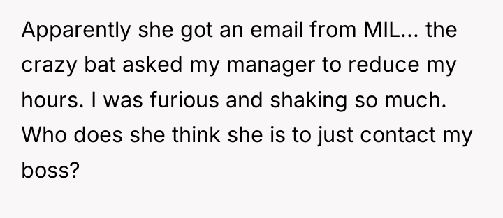Apparently she got an email from MIL... the crazy bat...