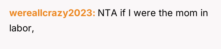 wereallcrazy2023 NTA if I were the mom in labor,