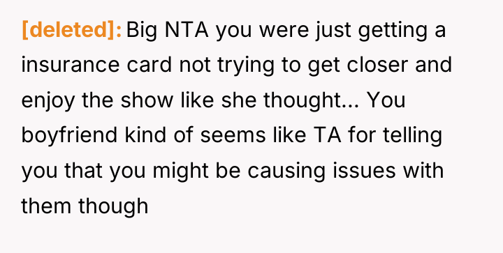[deleted] Big NTA you were just getting a insurance card...