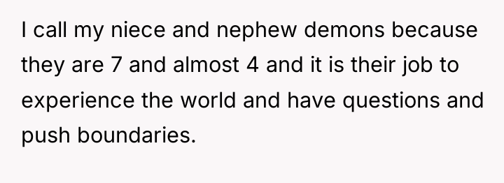 I call my niece and nephew demons because they are...