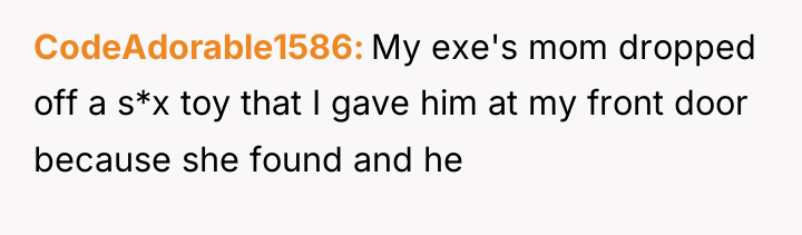 CodeAdorable1586 My exe's mom dropped off a s*x toy that...