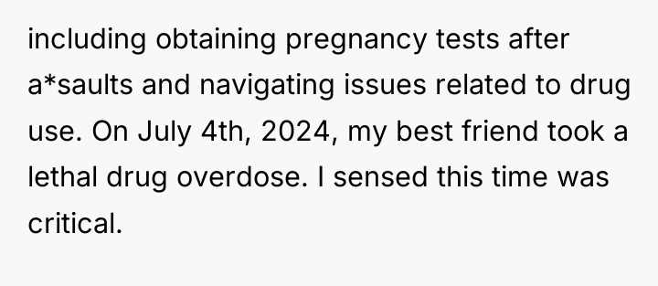 including obtaining pregnancy tests after a*saults and navigating issues related...