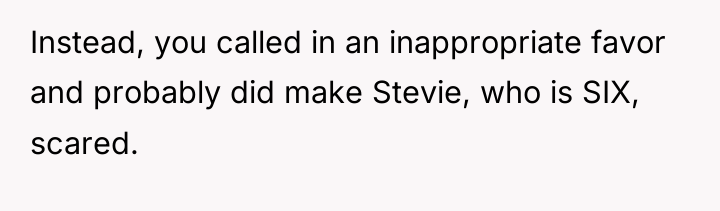 Instead, you called in an inappropriate favor and probably did...
