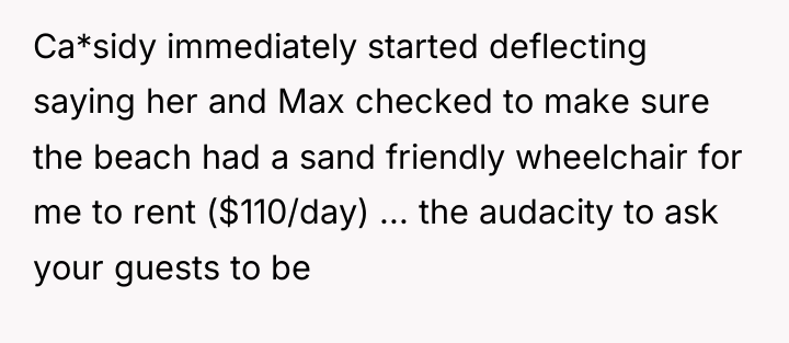 Ca*sidy immediately started deflecting saying her and Max checked to...