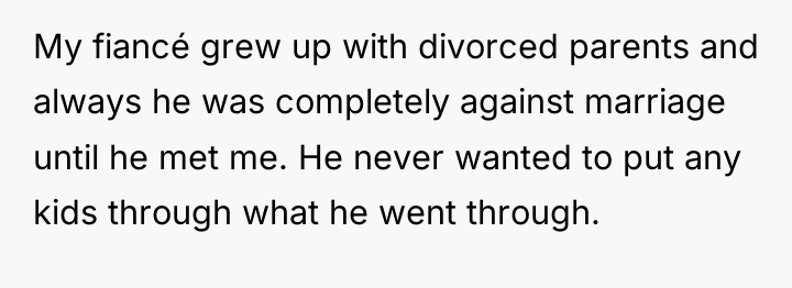 My fiancé grew up with divorced parents and always he...