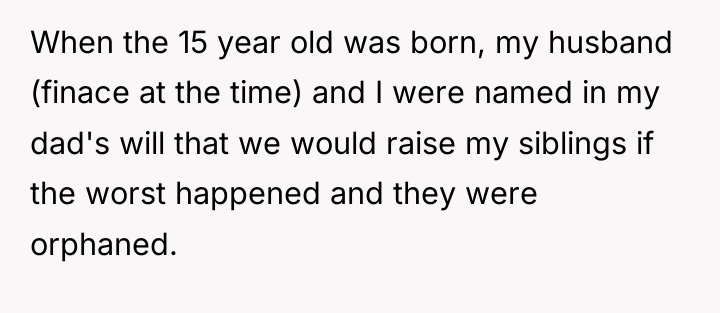 When the 15 year old was born, my husband (finace...