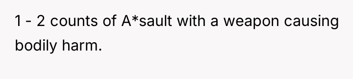 1 - 2 counts of A*sault with a weapon causing...