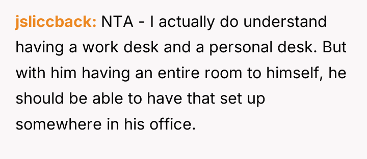 jsliccback NTA - I actually do understand having a work...