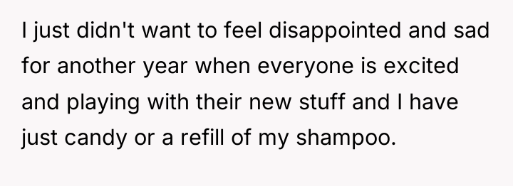 I just didn't want to feel disappointed and sad for...