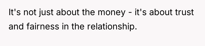 It's not just about the money - it's about trust...