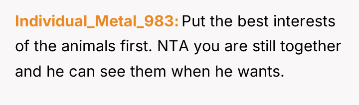 Individual_Metal_983 Put the best interests of the animals first. NTA...