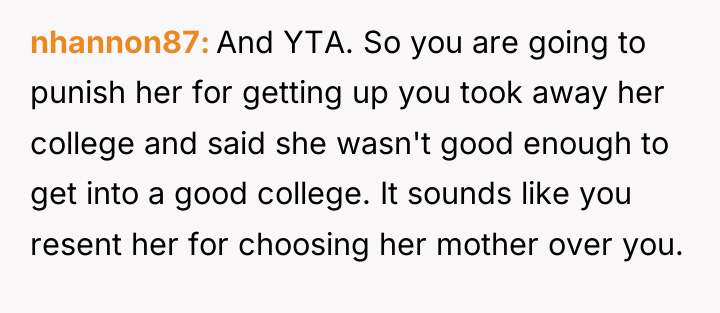 nhannon87 And YTA. So you are going to punish her...