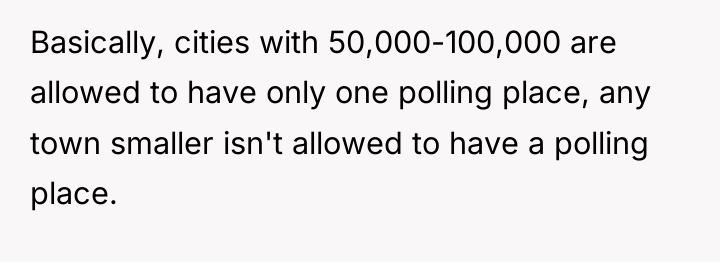Basically, cities with 50,000-100,000 are allowed to have only one...