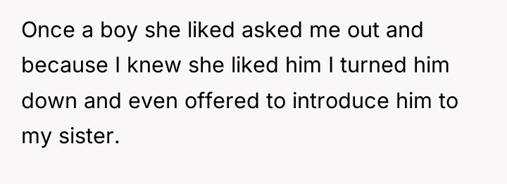 Once a boy she liked asked me out and because...