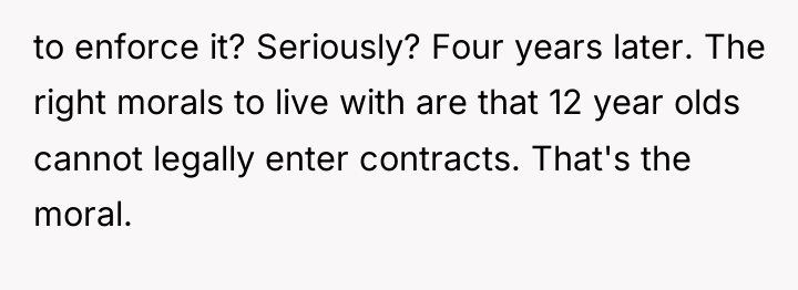 to enforce it? Seriously? Four years later. The right morals...