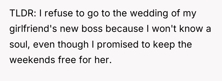 TLDR: I refuse to go to the wedding of my...